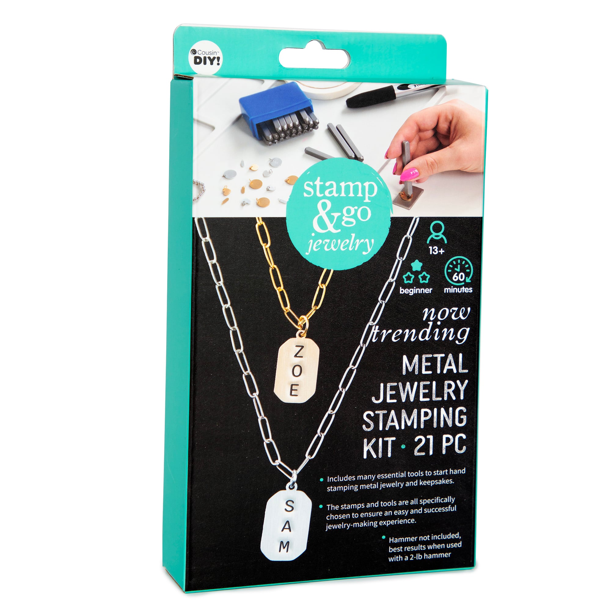 CousinDIY Stamp & Go Jewelry Metal Jewelry Stamping Kit